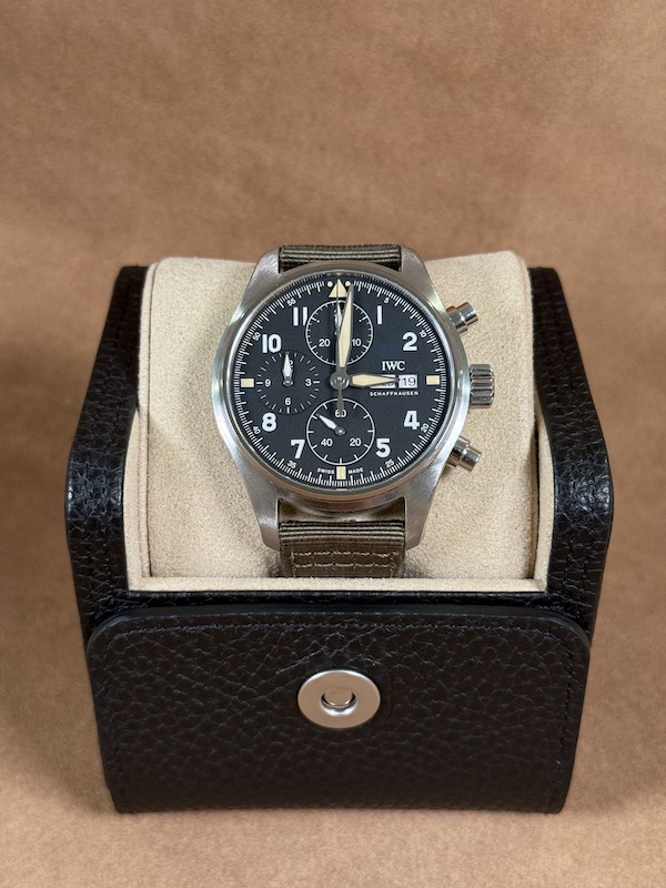 IWC Pilot Chronograph Spitfire IW387901 black dial textile strap