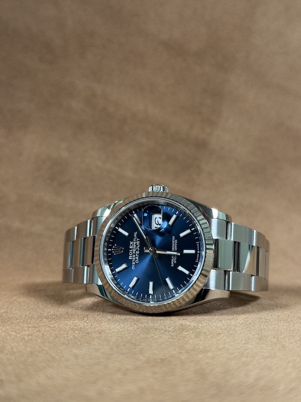 Rolex Datejust 36 ref 126234 blue dial fluted bezel oyster bracelet
