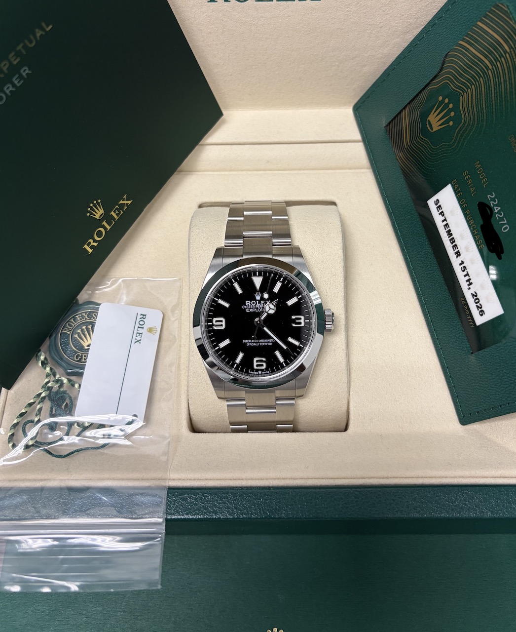 Rolex Explorer 40 ref 224270 complete set in box with papers