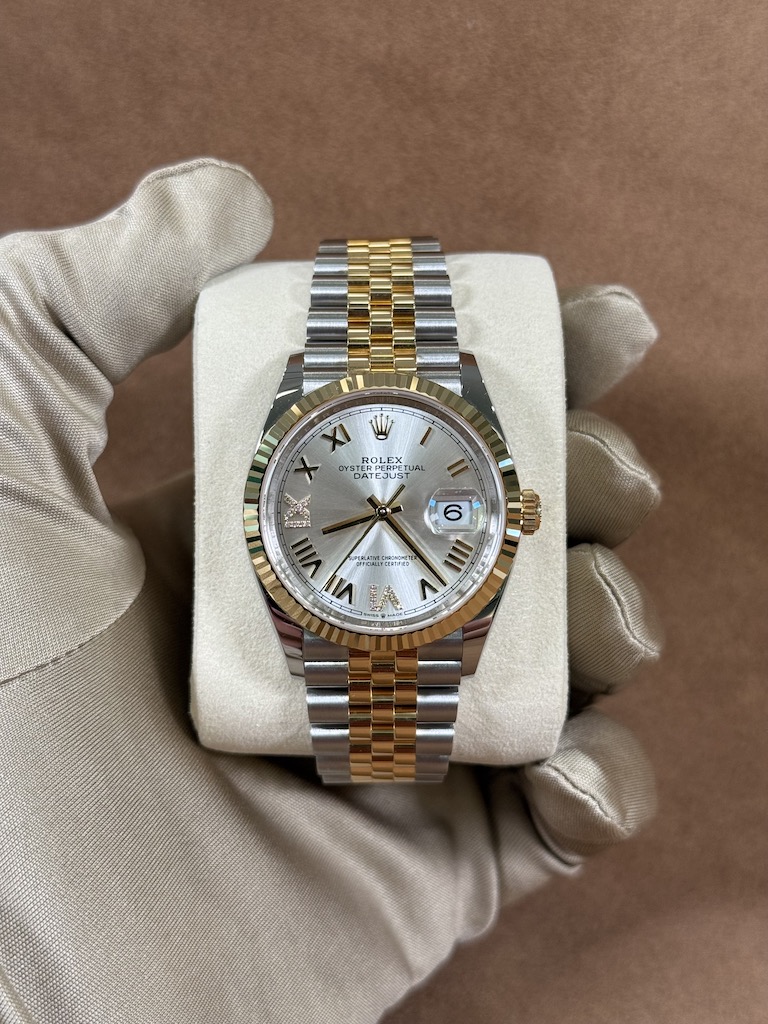 Rolex Datejust 36 ref 126233 silver gem-set dial two-tone jubilee 2026