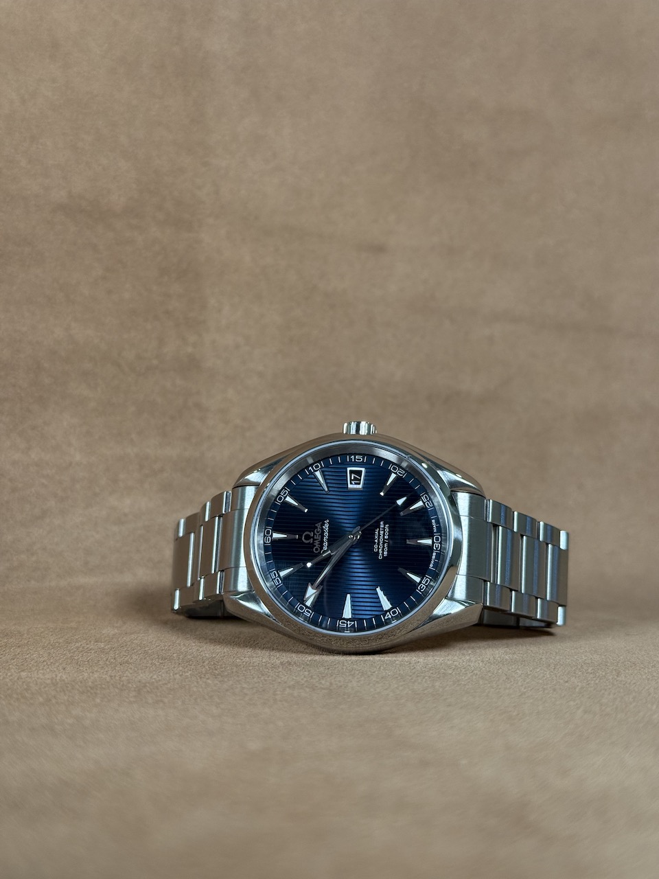Omega Seamaster Aqua Terra Skyfall blue dial side profile