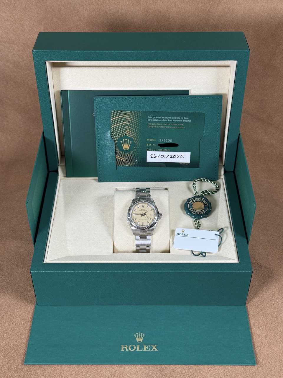 Rolex Oyster Perpetual 28 ref 276200 complete set in box with papers